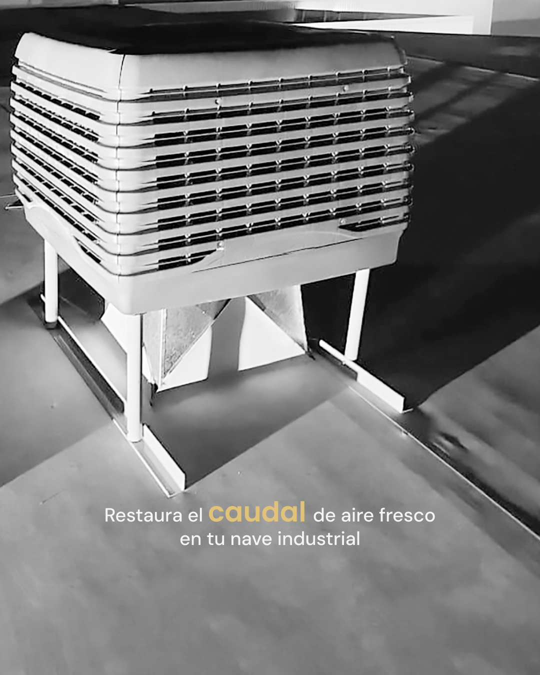 Unidad de enfriamiento evaporativo industrial con paneles celulósicos en la cubierta de una nave industrial en Monterrey.